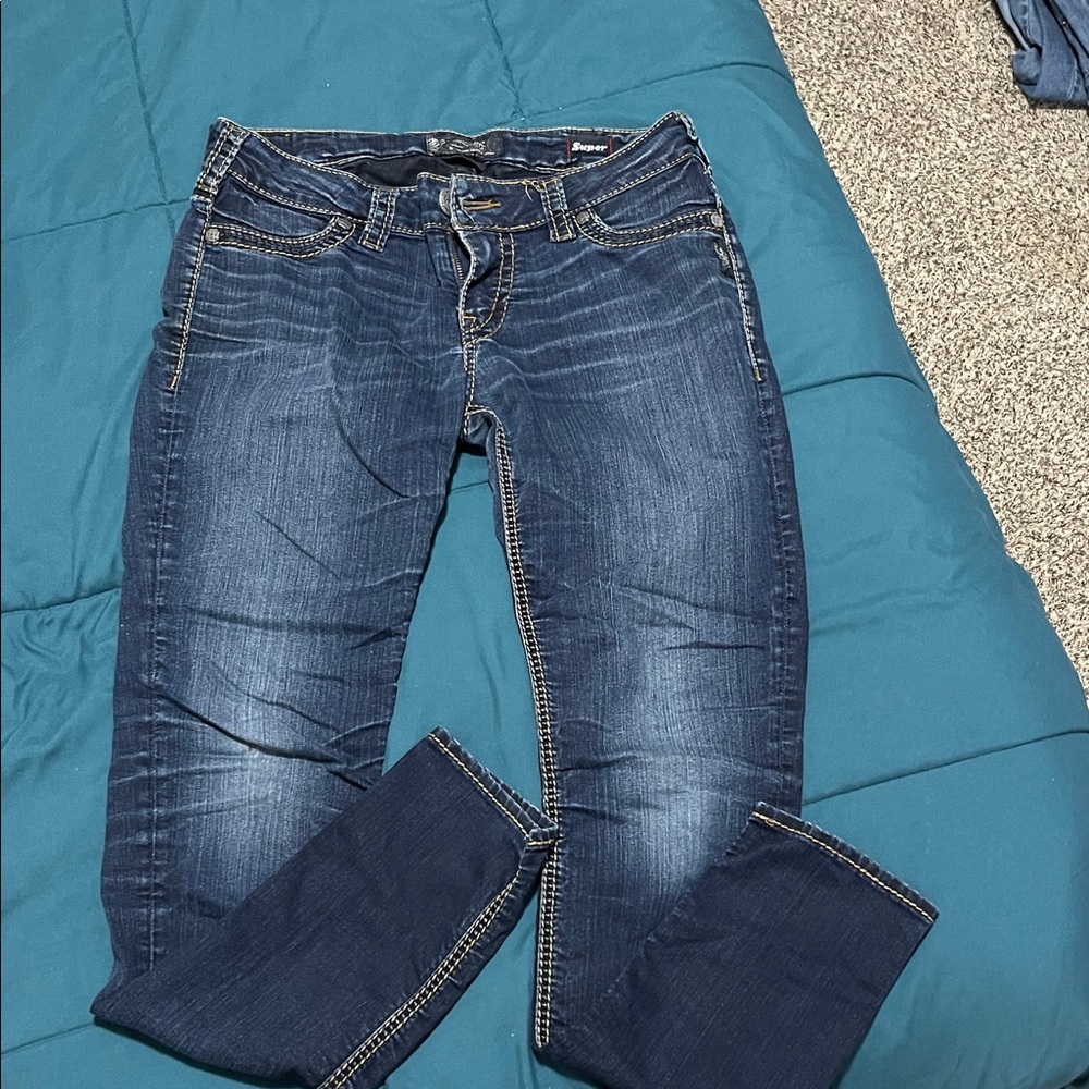 Silver Jeans Women's Skinny Jeans in Dark Blue Wash